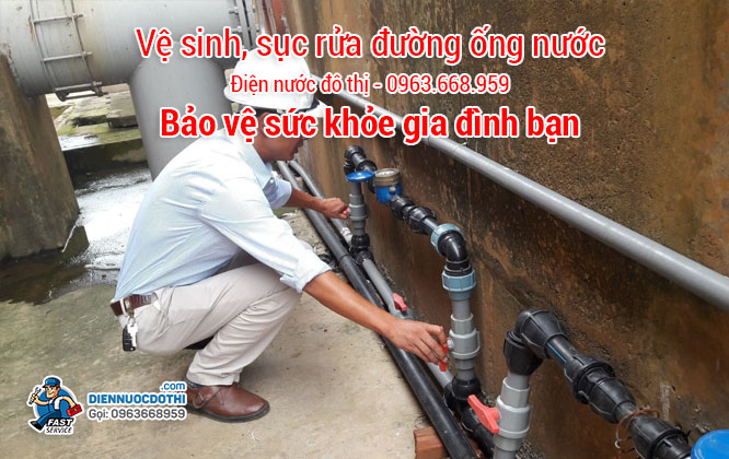 Vệ sinh, sục rửa đường ống nước tại Đống Đa