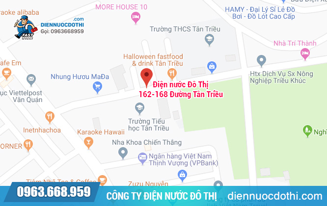 Cơ sở sửa điện nước Hà Đông - Điện nước Đô Thị tại 168 Đường Tân Triều